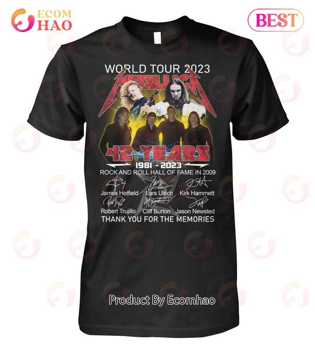 World Tour 2023 42 Years Of 1981 – 2023 Metallica Rock And Roll Hall Of Fame In 2009 Thank You For The Memories T-Shirt