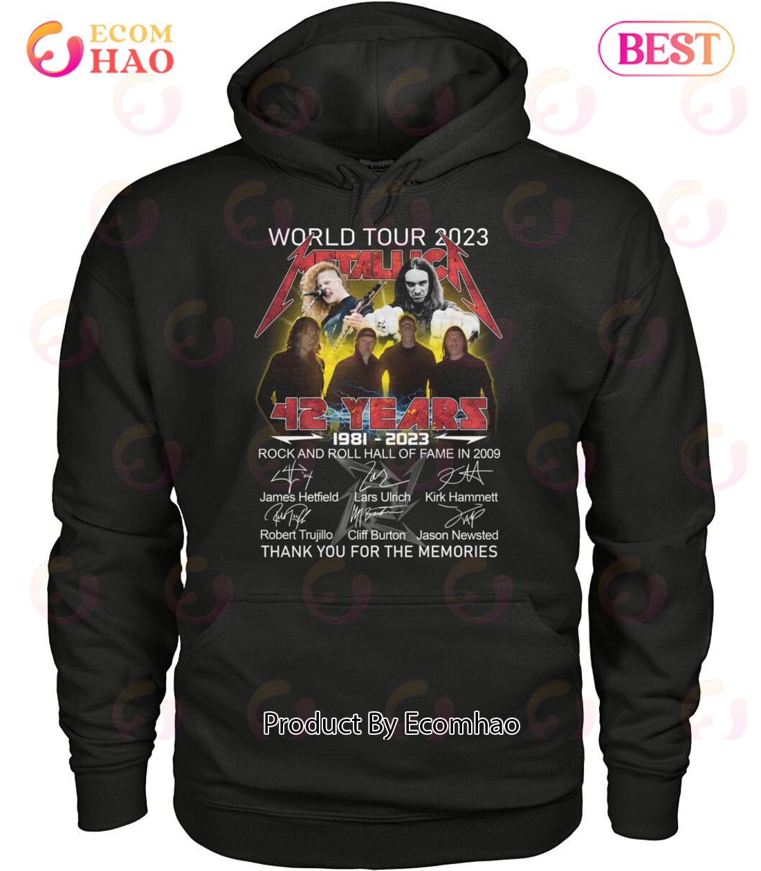 World Tour 2023 42 Years Of 1981 – 2023 Metallica Rock And Roll Hall Of Fame In 2009 Thank You For The Memories T-Shirt