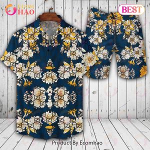 Gucci Flower Mix Blue Color Hot Summer Style Hawaiian Shirt And Shorts