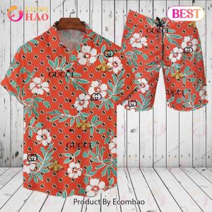 Gucci Flower Pattern Hot Summer GC Hawaiian Shirt And Shorts