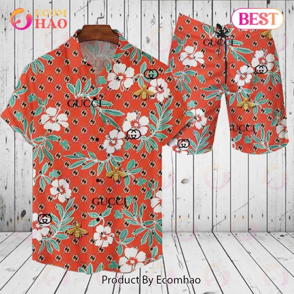 Gucci Flower Pattern Hot Summer GC Hawaiian Shirt And Shorts