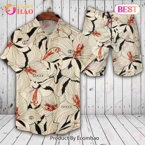 Gucci Full Flower Pattern GC Hawaiian Shirt And Shorts