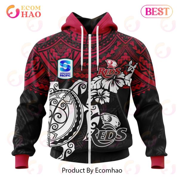 Super Rugby Queensland Reds Special Polynesian Design 3D Hoodie