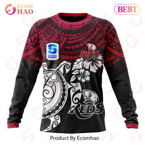 Super Rugby Queensland Reds Special Polynesian Design 3D Hoodie