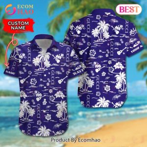 NFL Baltimore Ravens Gucci Logo Pattern Hawaiian Shirt & Shorts