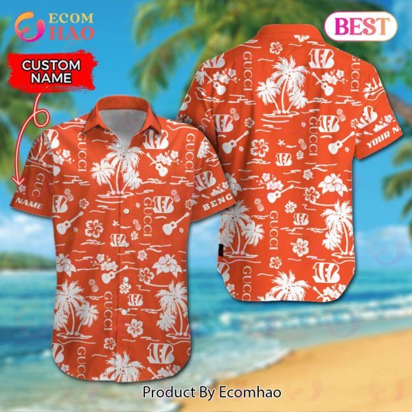 NFL Cincinnati Bengals Gucci Logo Pattern Hawaiian Shirt & Shorts - Ecomhao  Store