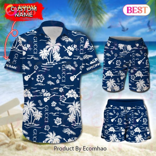 NFL Denver Broncos Gucci Logo Pattern Hawaiian Shirt & Shorts