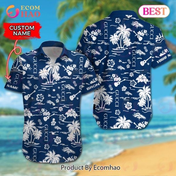 NFL Denver Broncos Gucci Logo Pattern Hawaiian Shirt & Shorts