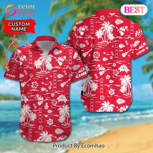 NFL Kansas City Chiefs Gucci Logo Pattern Hawaiian Shirt & Shorts
