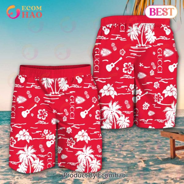 NFL Kansas City Chiefs Gucci Logo Pattern Hawaiian Shirt & Shorts
