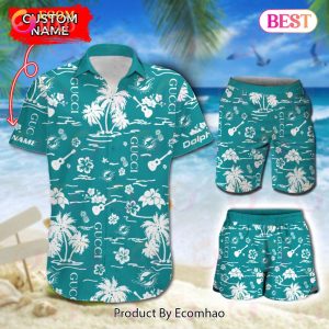 NFL Miami Dolphins Gucci Logo Pattern Hawaiian Shirt & Shorts