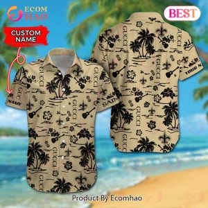 NFL New Orleans Saints Gucci Logo Pattern Hawaiian Shirt & Shorts