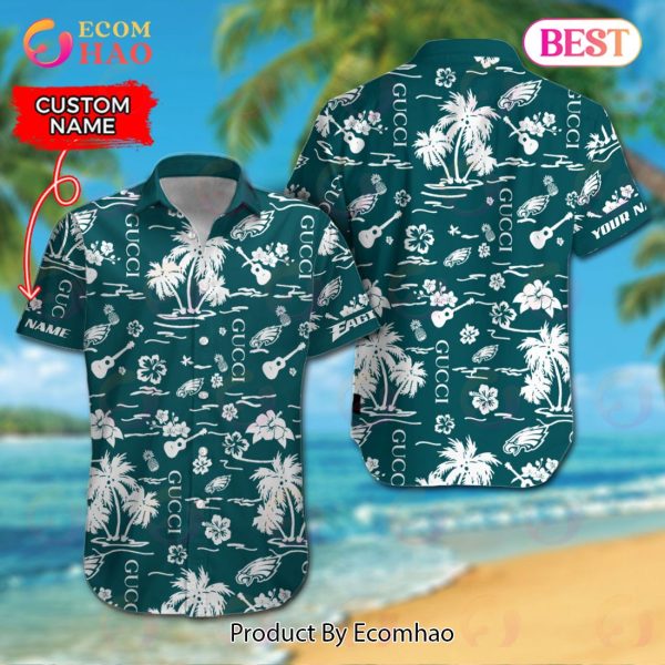 NFL Philadelphia Eagles Gucci Logo Pattern Hawaiian Shirt & Shorts ...