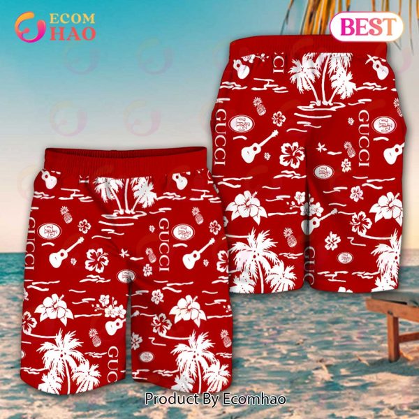 NFL San Francisco 49ers Gucci Logo Pattern Hawaiian Shirt & Shorts