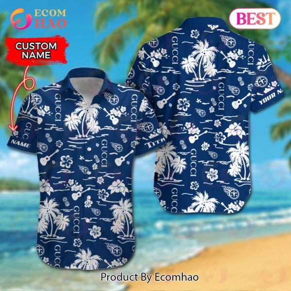 NFL Tennessee Titans Gucci Logo Pattern Hawaiian Shirt & Shorts