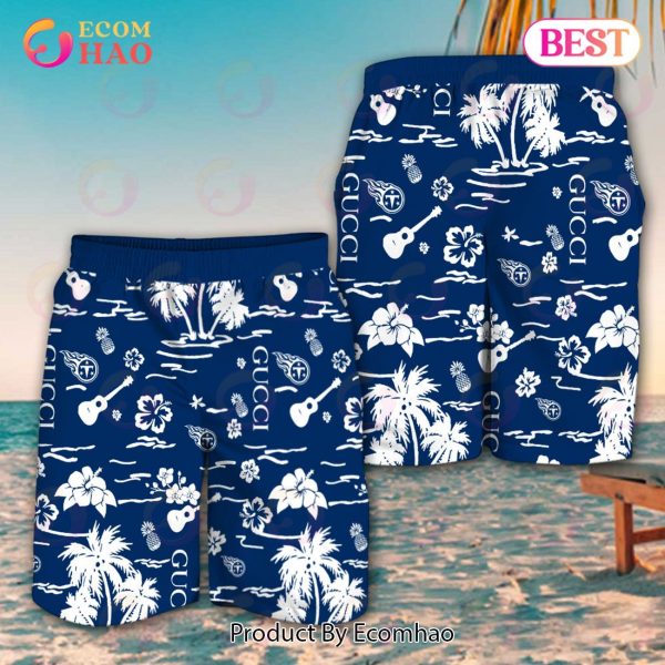 NFL Tennessee Titans Gucci Logo Pattern Hawaiian Shirt & Shorts