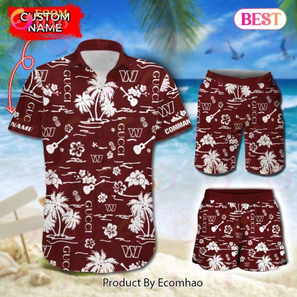 NFL Washington Commanders Gucci Logo Pattern Hawaiian Shirt & Shorts