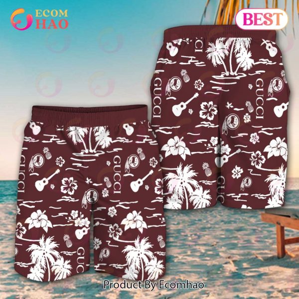 NFL Washington Redskins Gucci Logo Pattern Hawaiian Shirt & Shorts