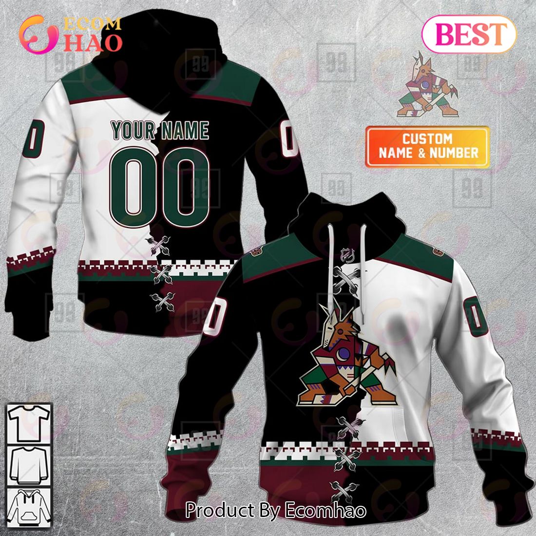 NHL Arizona Coyotes Custom Name Number 90s Vintage Home Jersey