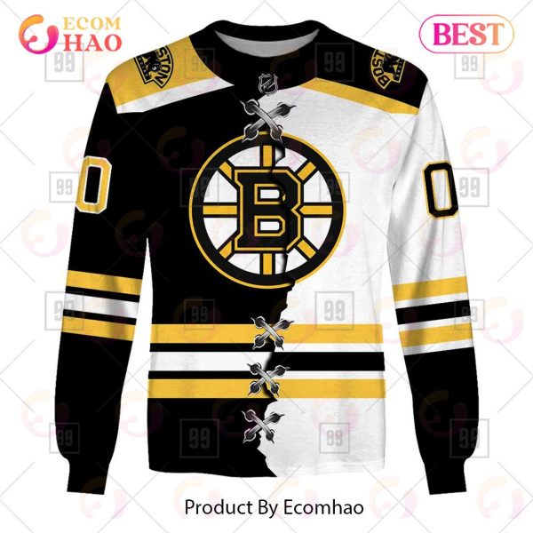 Personalized NHL Boston Bruins Mix Jersey 2023 3D Hoodie