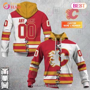 Personalized NHL Calgary Flames Mix Jersey 2023 3D Hoodie