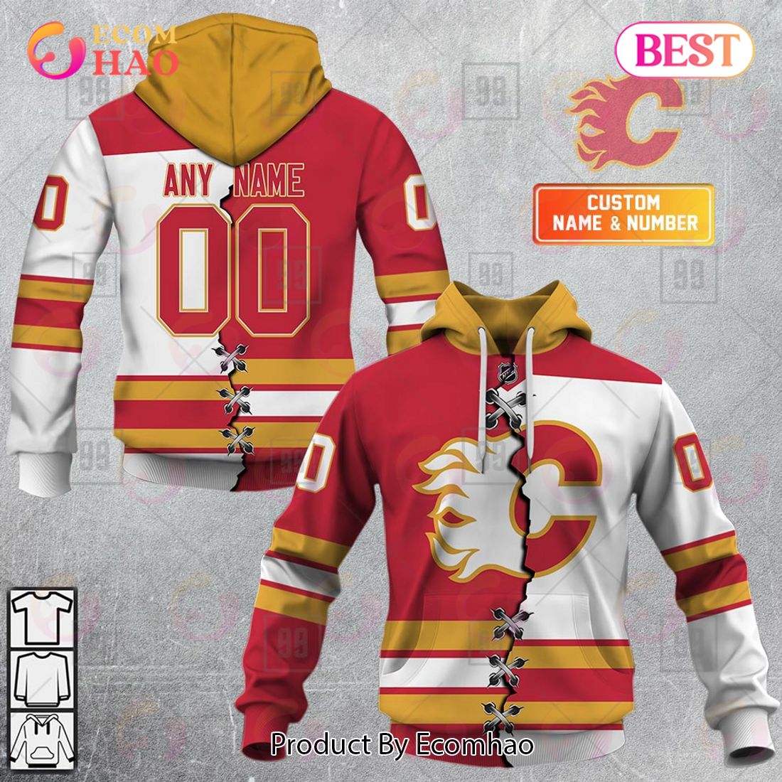 Personalized NHL Calgary Flames Mix Jersey 2023 3D Hoodie