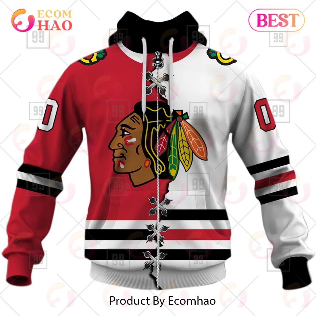 Personalized NHL Chicago Blackhawks Mix Jersey 2023 3D Hoodie