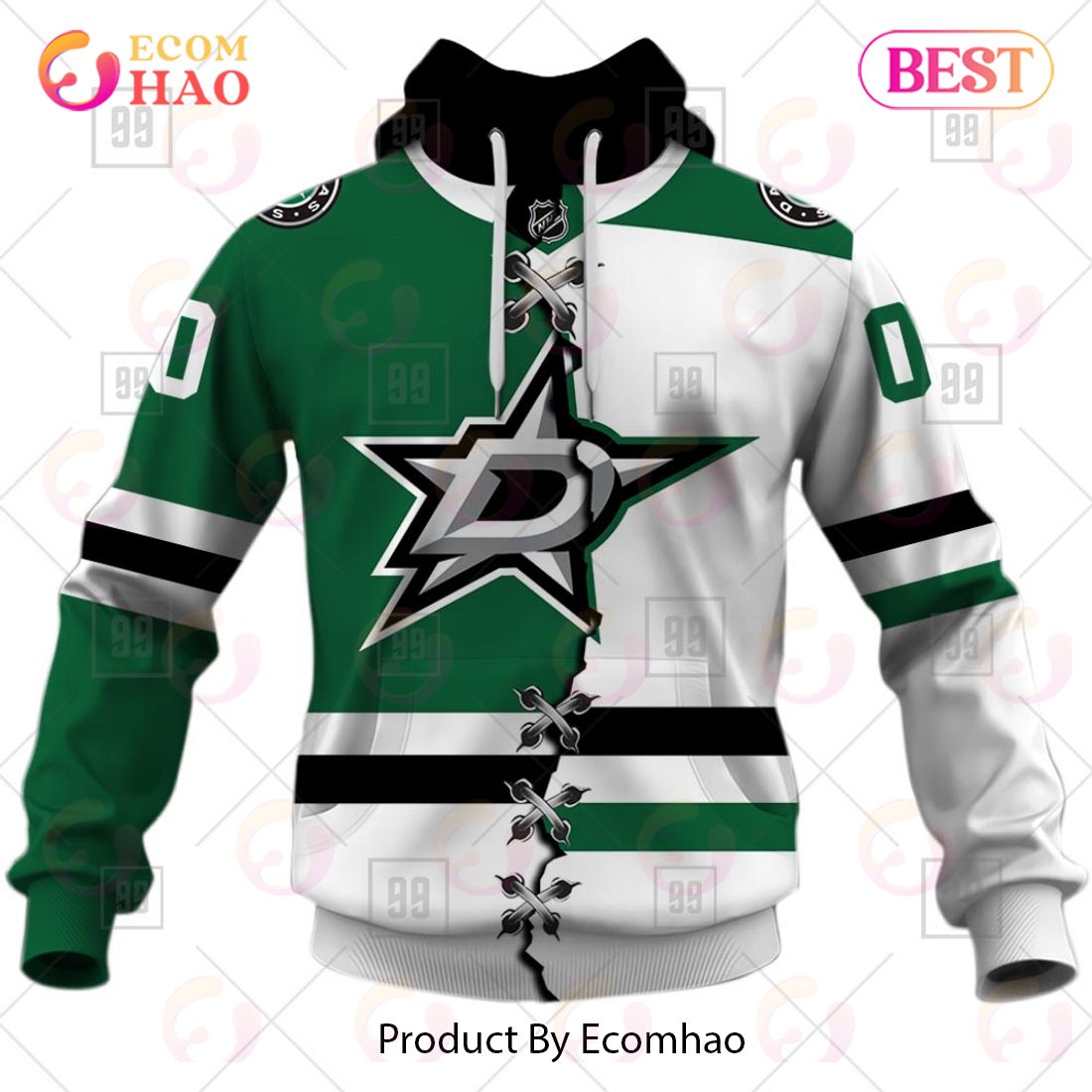 Personalized NHL Dallas Stars Mix Jersey 2023 3D Hoodie