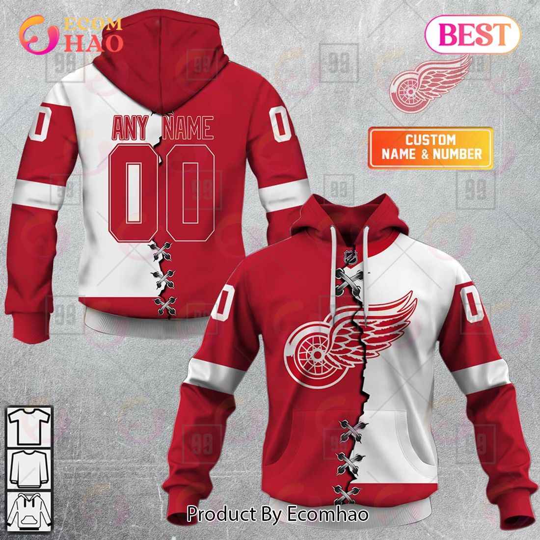 NHL Detroit Red Wings Custom Name Number Stadium 3D Ugly Christmas