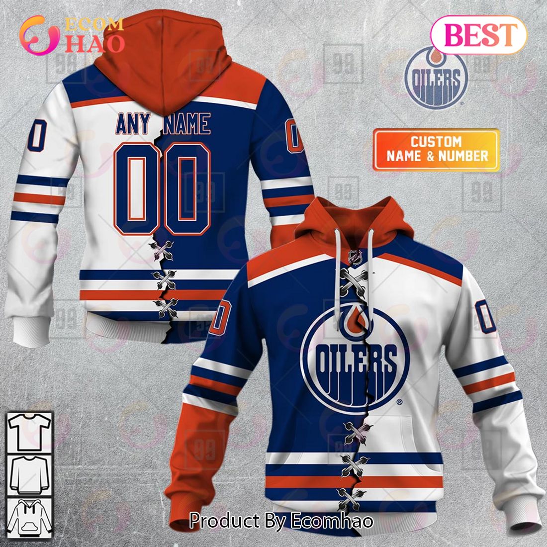 Personalized NHL Edmonton Oilers Mix Jersey 2023 3D Hoodie