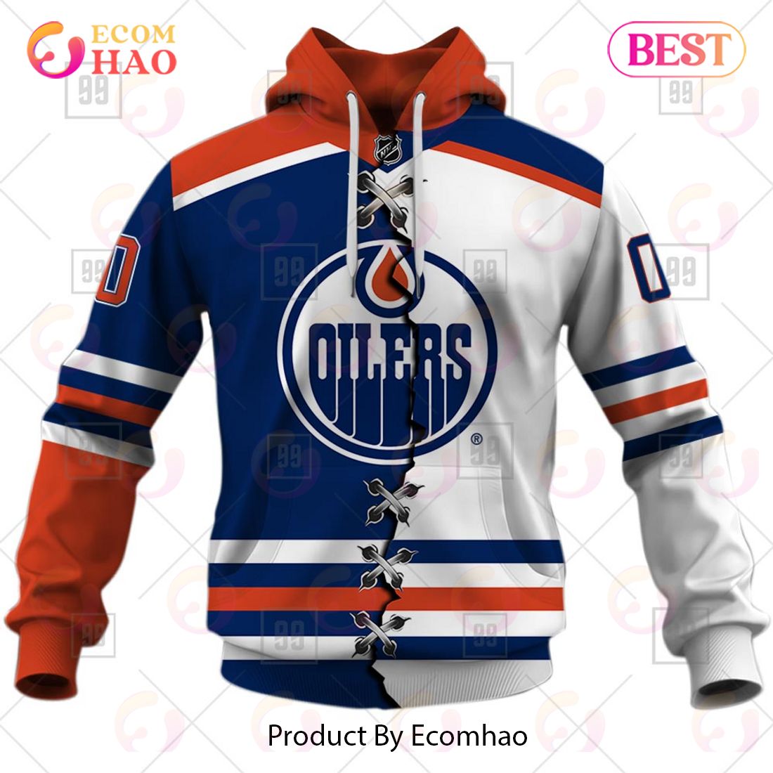 Personalized NHL Edmonton Oilers Mix Jersey 2023 3D Hoodie