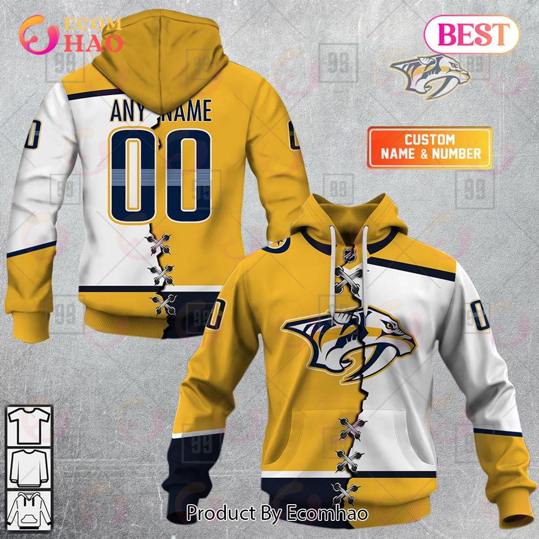 Personalized NHL Nashville Predators Mix Jersey 2023 3D Hoodie