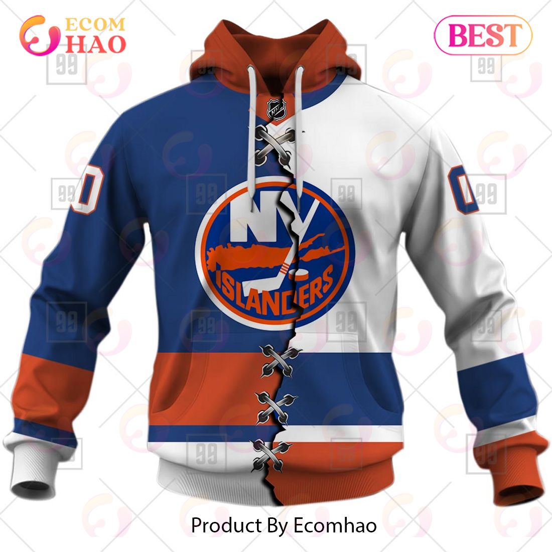 Personalized NHL New York Islanders Mix Jersey 2023 3D Hoodie