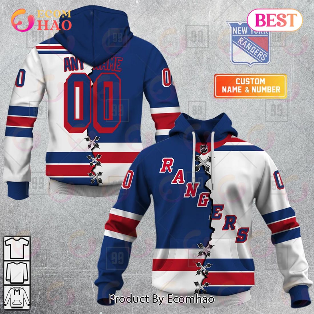 Custom New York Rangers Unisex With Retro Concepts NHL Shirt Hoodie 3D -  Bring Your Ideas, Thoughts And Imaginations Into Reality Today