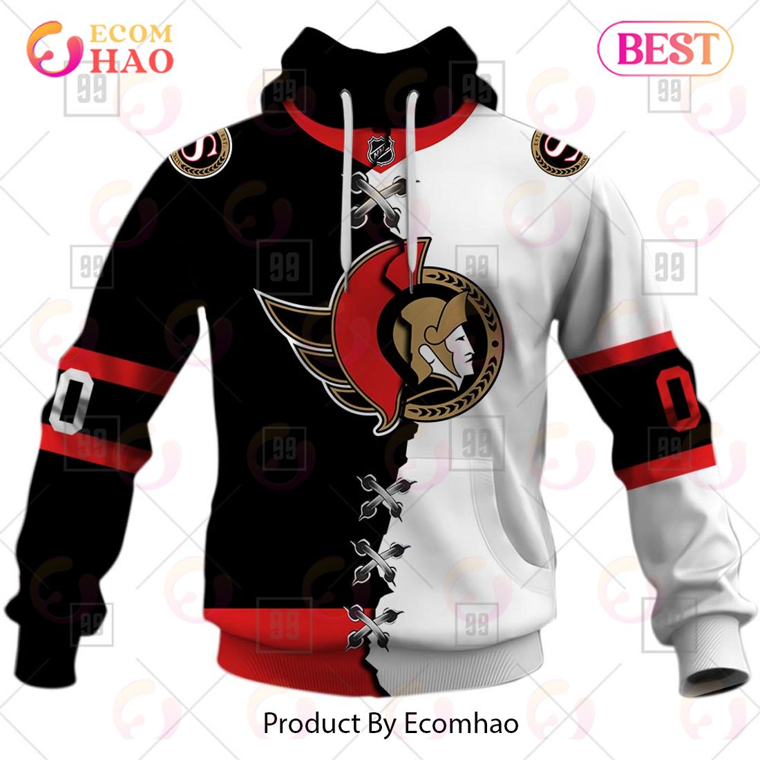 Personalized NHL Ottawa Senators Mix Jersey 2023 3D Hoodie