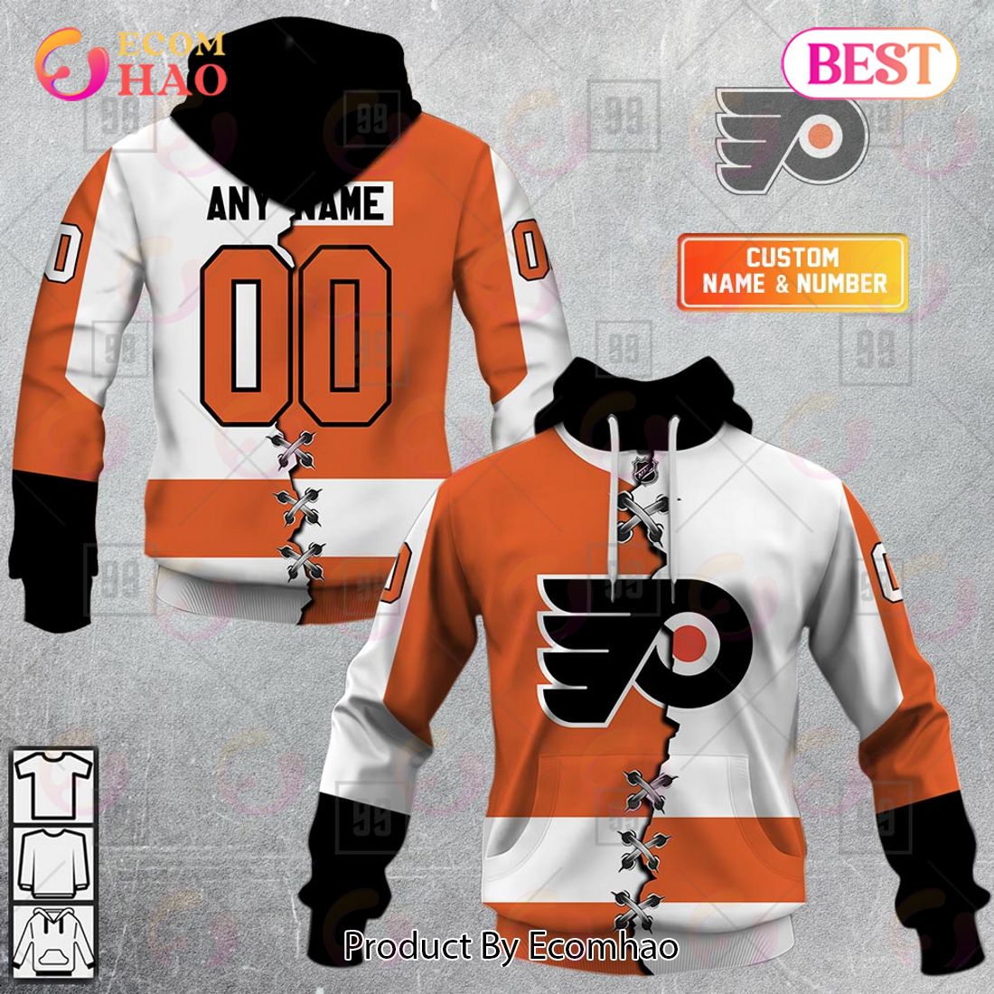 Grateful Dead Philadelphia Flyers 3D Hockey Jersey Personalized Name Number