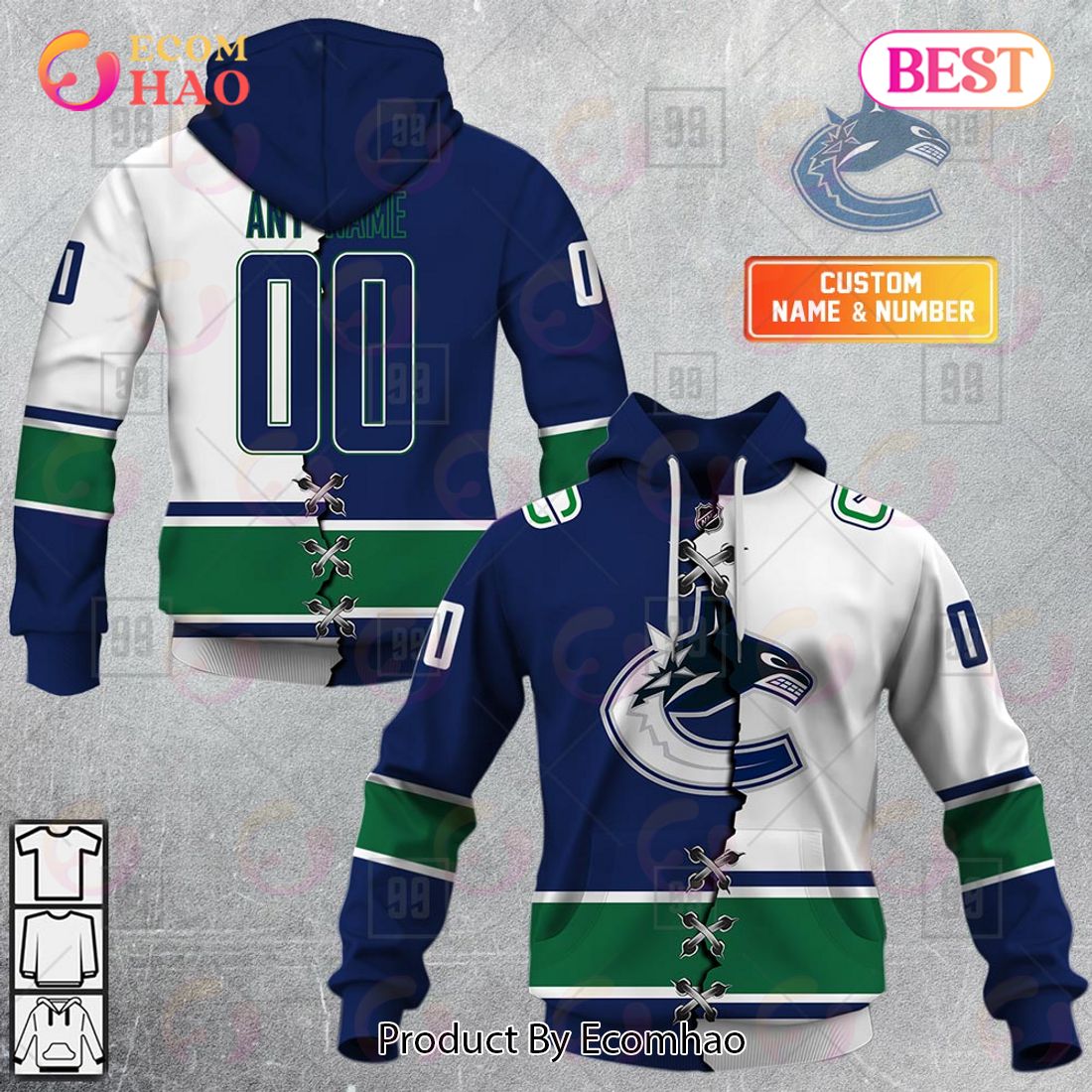 Personalized NHL Vancouver Canucks Mix Jersey 2023 3D Hoodie