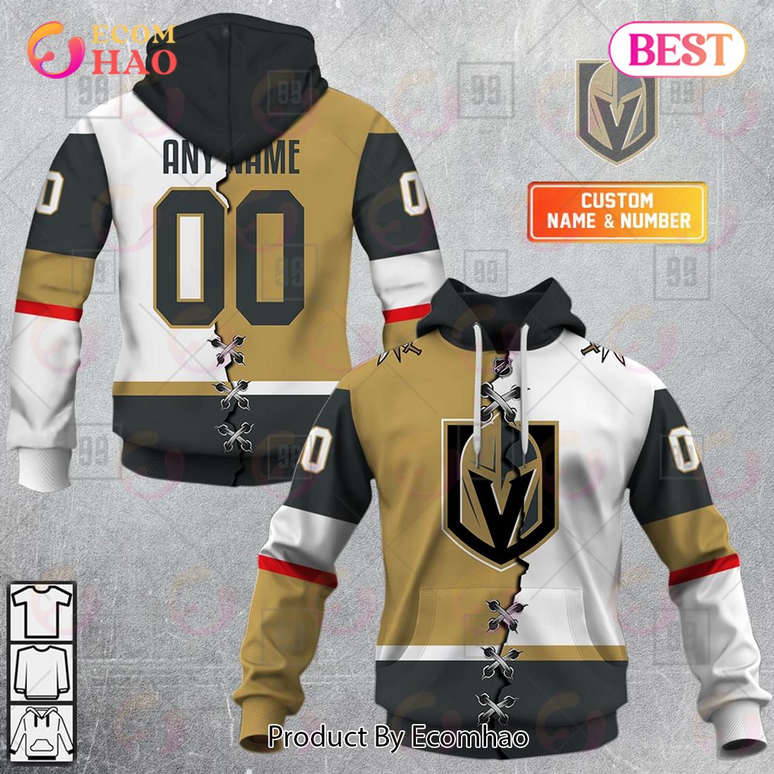 Personalized NHL Vegas Golden Knights Mix Jersey 2023 3D Hoodie