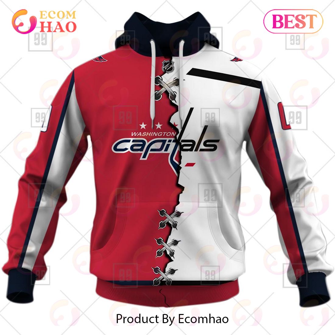 Personalized NHL Washington Capitals Mix Jersey 2023 3D Hoodie