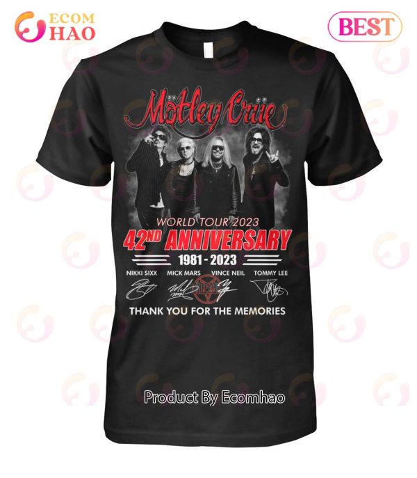 Motley Crue World Tour 2023 42nd Anniversary 1981 – 2023 Thank You For The Memories T-Shirt