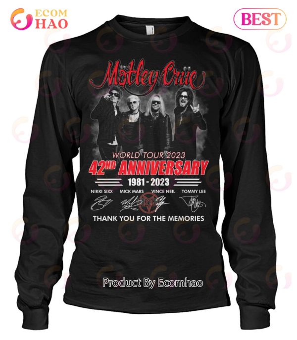 Motley Crue World Tour 2023 42nd Anniversary 1981 – 2023 Thank You For The Memories T-Shirt