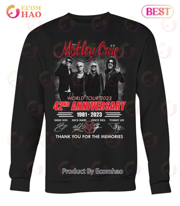 Motley Crue World Tour 2023 42nd Anniversary 1981 – 2023 Thank You For The Memories T-Shirt