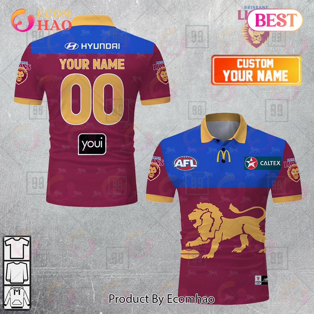 Personalized 2023 AFL Brisbane Lions Jerseys Polo Shirt