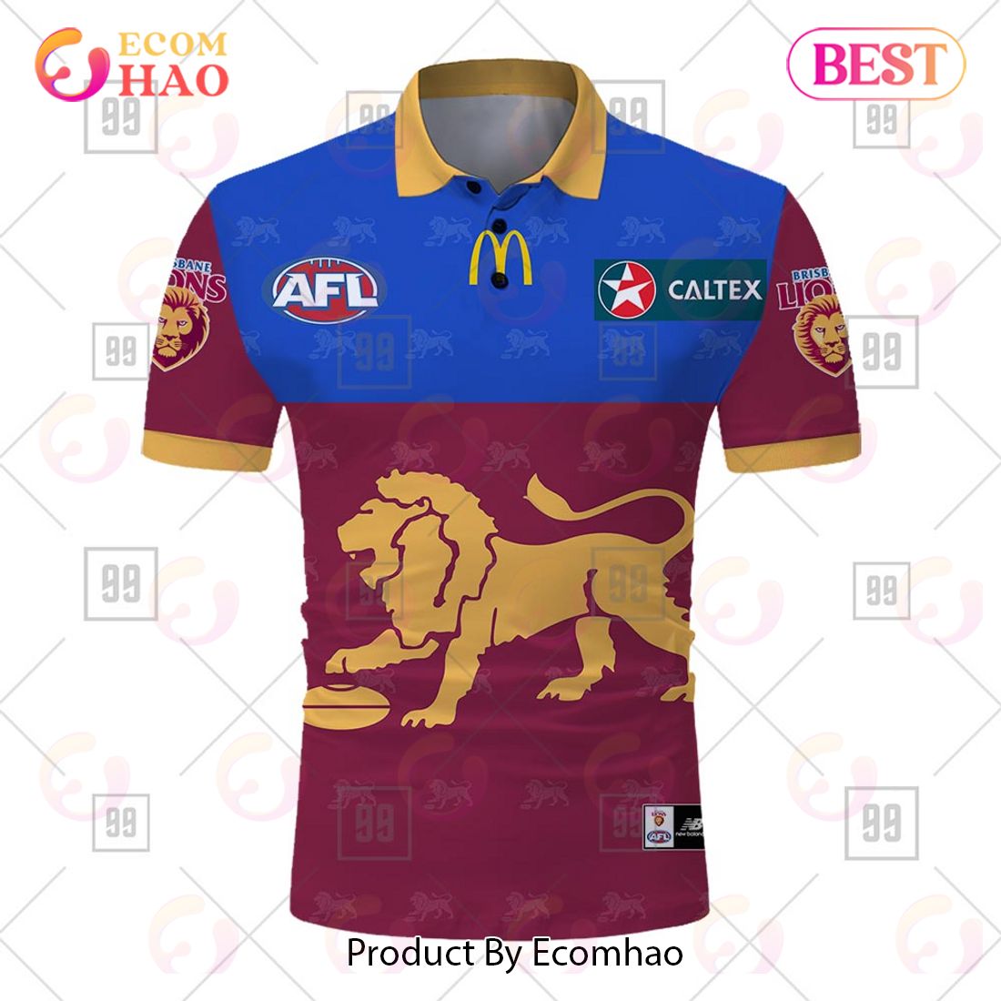 Personalized 2023 AFL Brisbane Lions Jerseys Polo Shirt