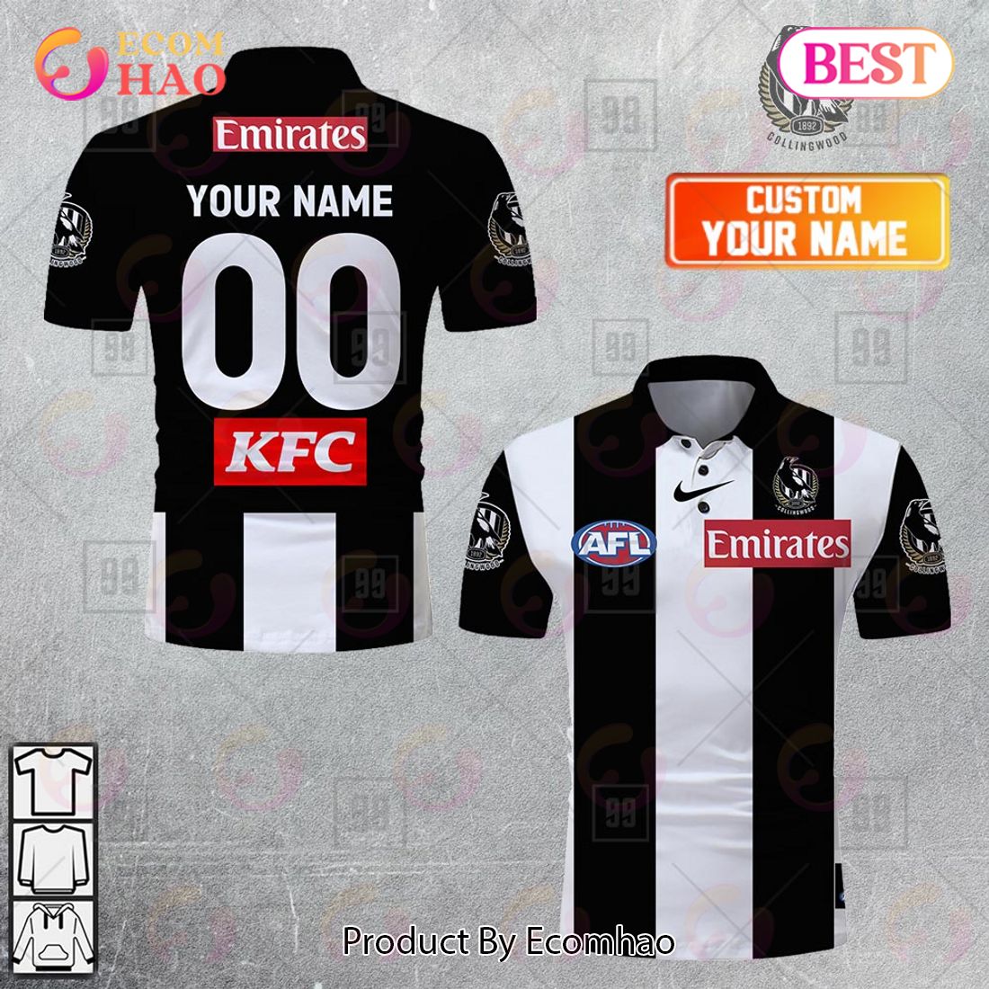 Personalized 2023 AFL Collingwood Magpies Jerseys Polo Shirt