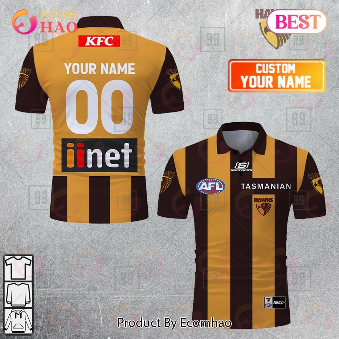 Personalized 2023 AFL Hawthorn Hawks Jerseys Polo Shirt