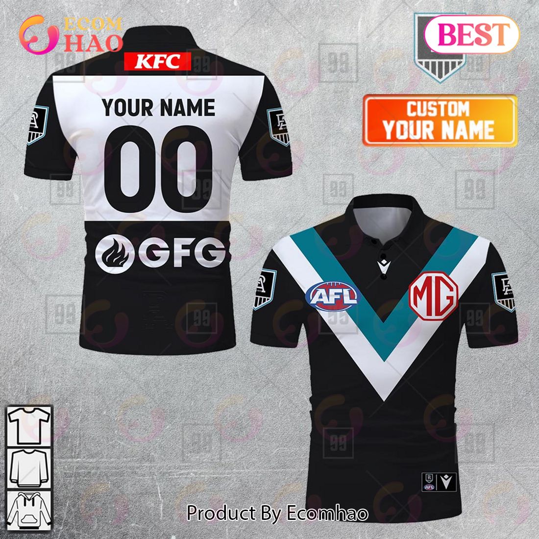 Personalized 2023 AFL Port Adelaide Power Jerseys Polo Shirt