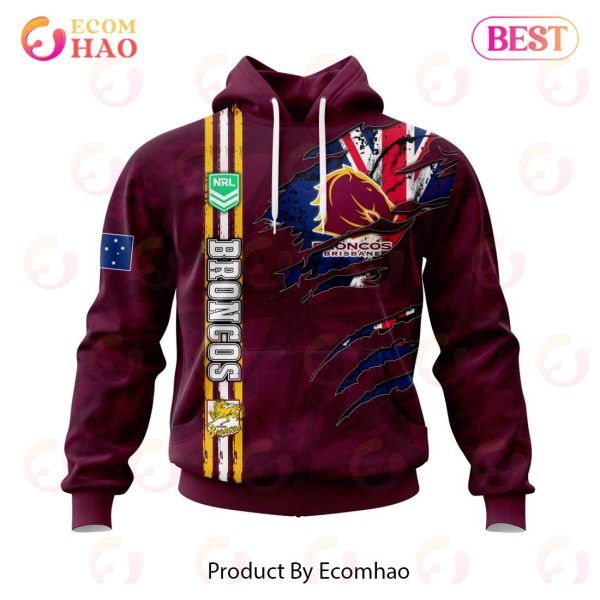 NRL Brisbane Broncos Personalized Name & Number 3D Hoodie