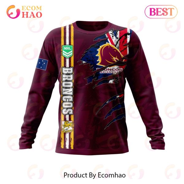 NRL Brisbane Broncos Personalized Name & Number 3D Hoodie