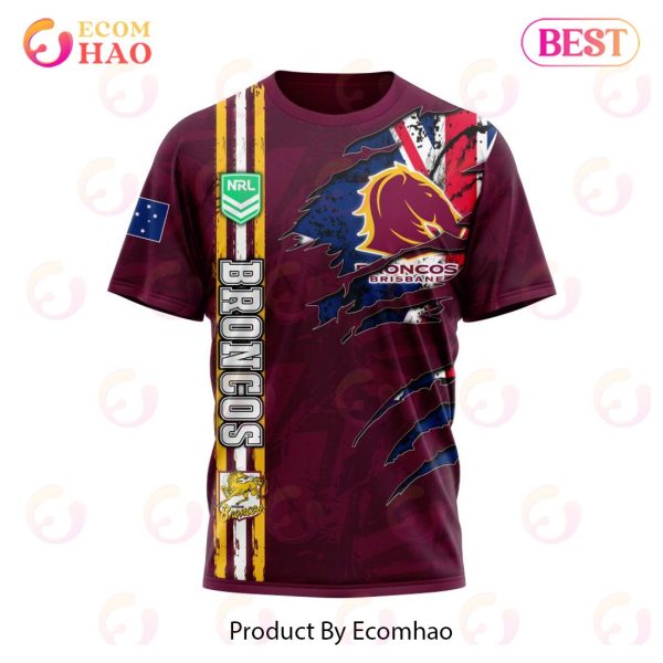 NRL Brisbane Broncos Personalized Name & Number 3D Hoodie